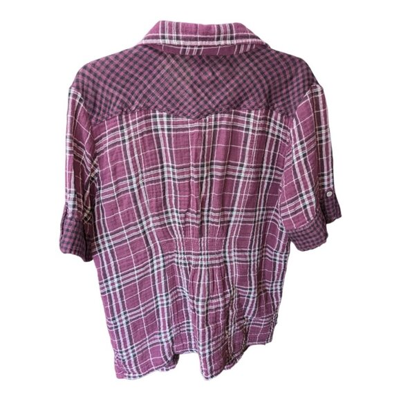 LE GRENIER| Women Dark Purple Magenta Blouse Shirt Pearly Buttons |Size: Medium - Picture 4 of 6
